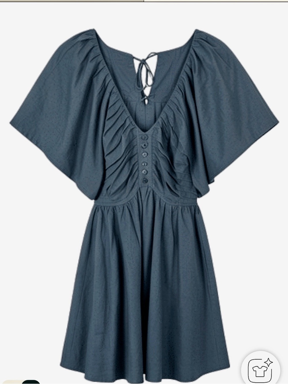 Joslin Dress-Piece Navy Blue Flutter Sleeve Dress